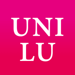 UNI LU logo on pink background.