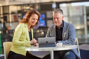 Irenka Krone and Urs Stauffer during interview